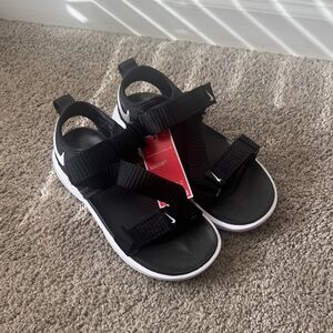 Nike Kids Black Sandals with White Accents